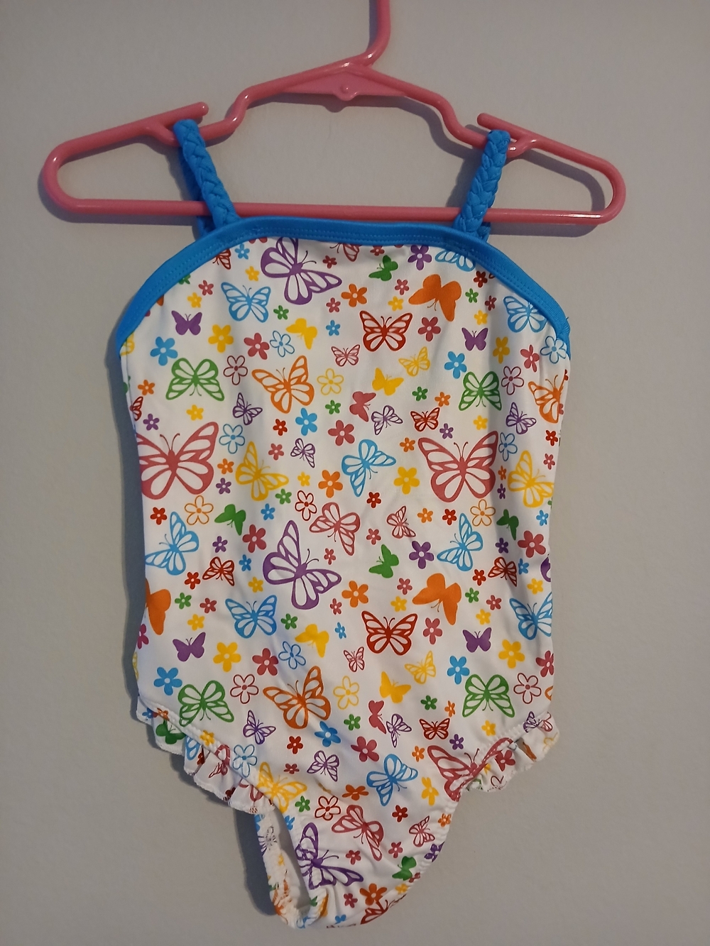 Circo Girls White One-Piece Swimsuit with Multicolor Butterfly Print